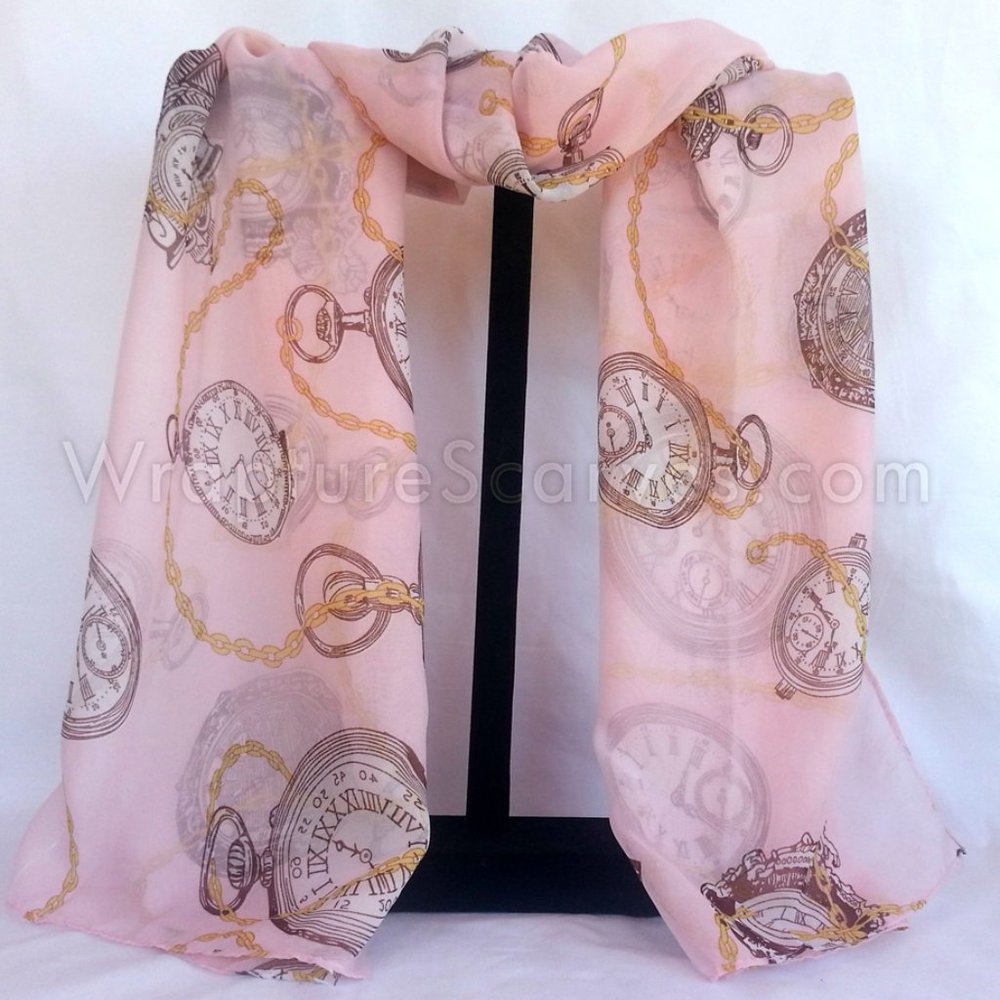 “Clockwork Pink” Polyester Chiffon $6.99 Shipping Neck/Head Scarf 25X58" NWOT